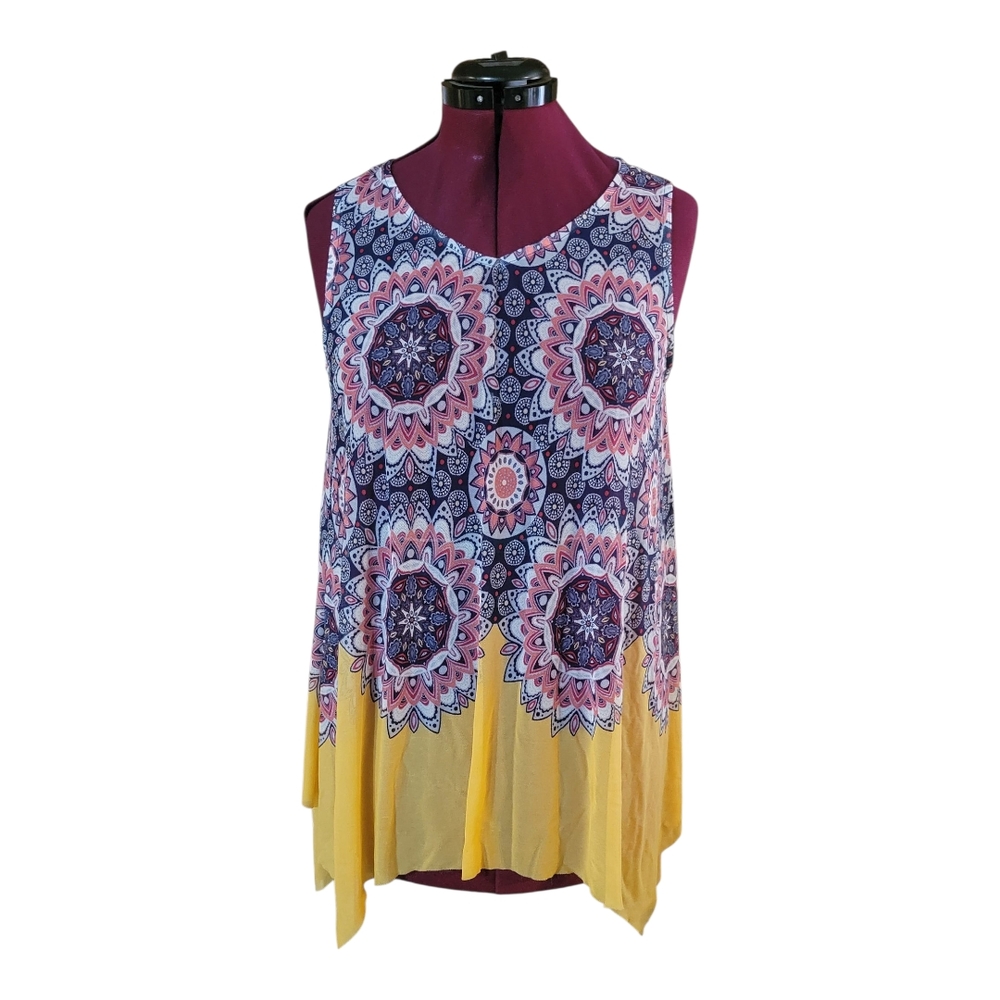 ✨️$3 or 2 for $5✨️Sleeveless Mandala Print Top - Yellow and Purple